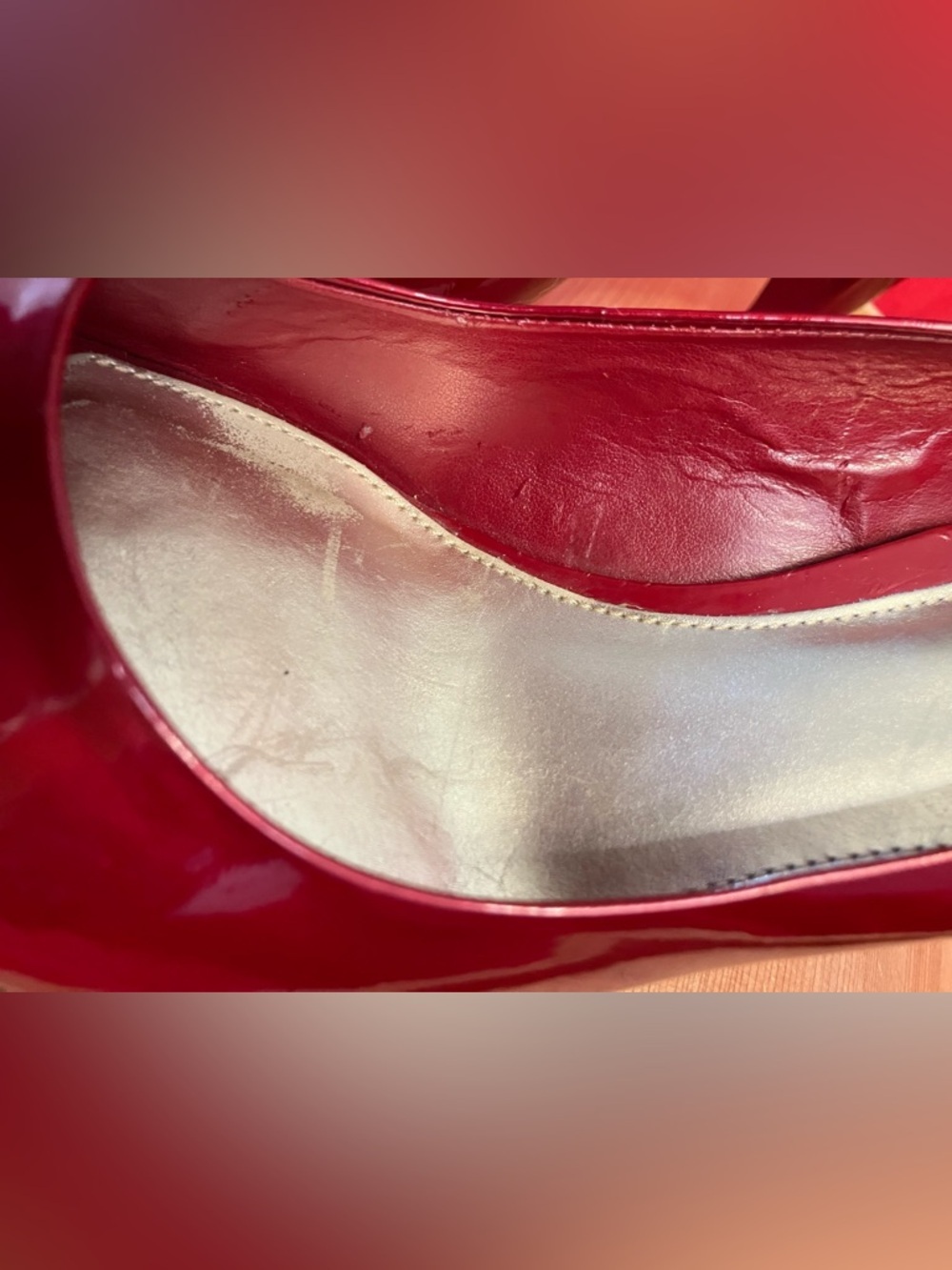 Women’s Red Patent Peep Toe Pump Heels Size 10 - Picture 9 of 11